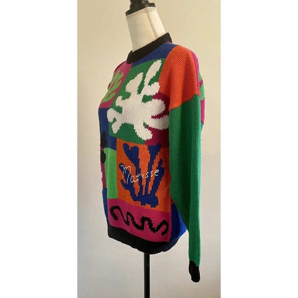 Vintage 90s Women’s Andina Matisse Handmade Peruvian Cotton Sweater Size Medium - Picture 8 of 9